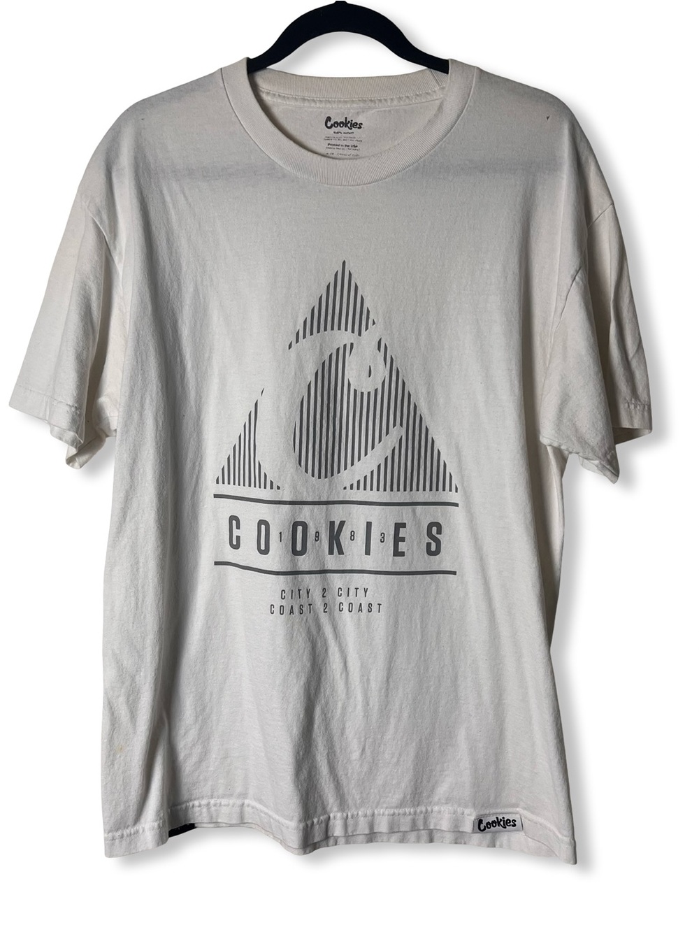 Cookies Men’s Logo Graphic Tee‎ City To Coast Triangle White Streetwear Sz. L